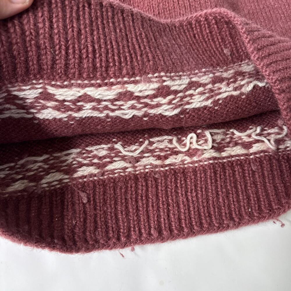 Vintage Dale Of Norway Pure New Wool Maroon White Knit Sweater Adult Size L 52 - Picture 9 of 13